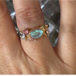 ❗️10 For $13❗️Faux Moonstone Open ,Adjustable Ring 6.5